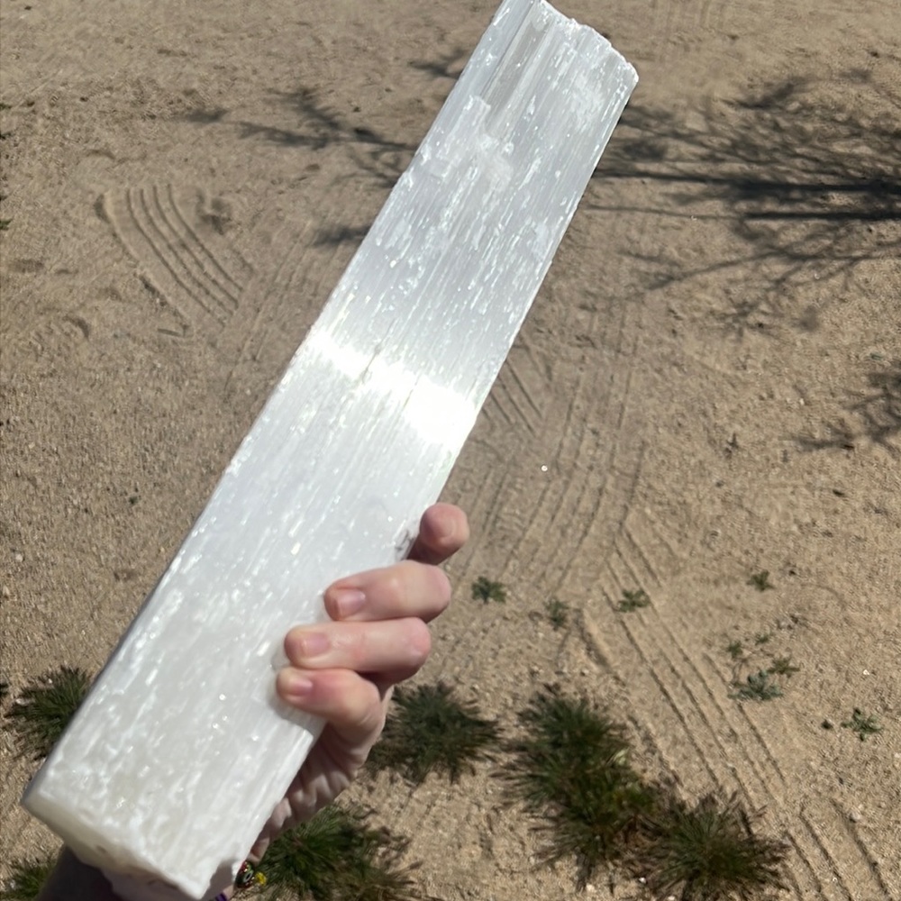 XL crystal healing selenite wand, cleansing charging crystal